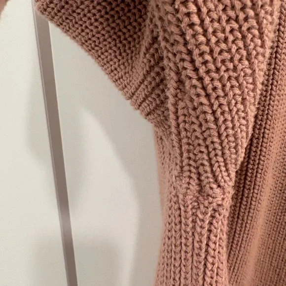 Jenni Kayne Dusty Rose Fisherman Knit Cotton Crew Neck Sweater Tag Size Large - Picture 14 of 14